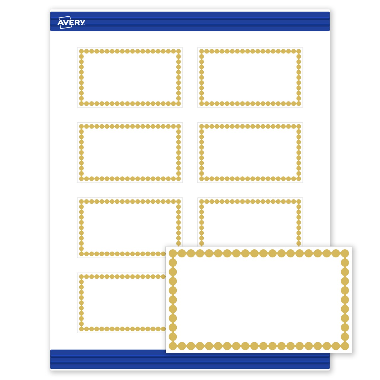 Avery Printable Rectangle Cards, 2" x 3.5", Matte White, Pre-printed Gold Beads Design, Sure Feed Technology, Laser & Inkjet Compatible, 160 Total, Great for Business Promotion